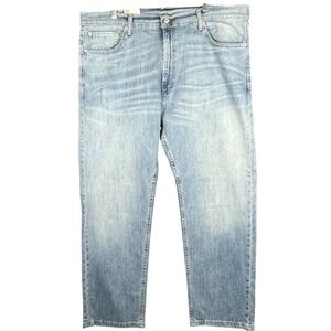 Levi's 505 Straight Fit Mens 40x30 Light Wash Blue Stretch Jeans